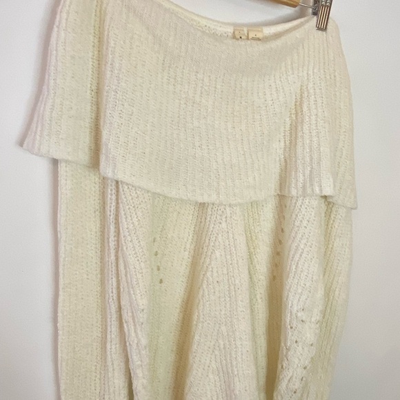 Anthropologie Moth Lucerne Off Shoulder Ecru Chenille Sweater - Picture 4 of 11